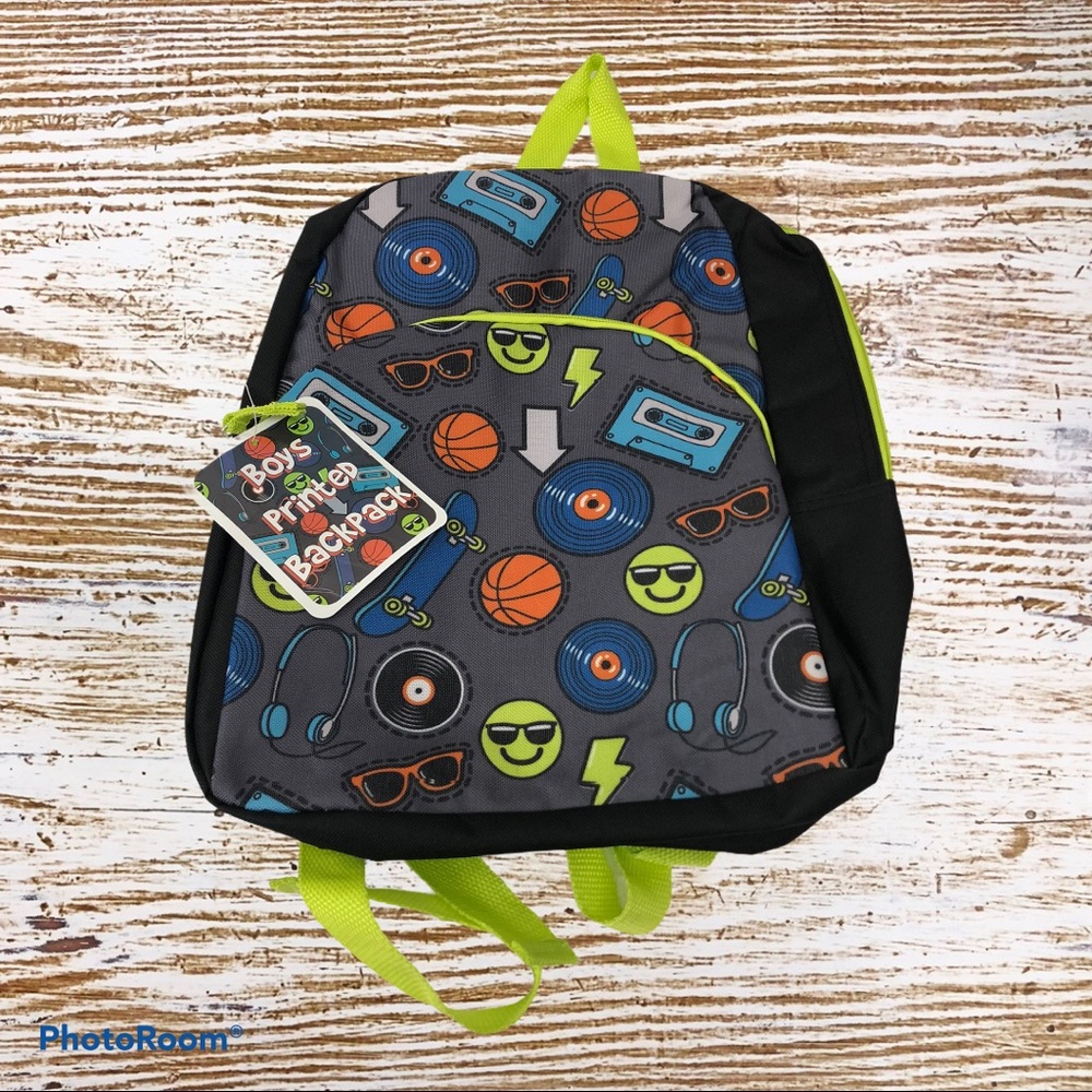 printed backpack.